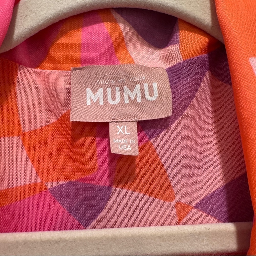 Show Me Your MUMU Blake Button Up Shirt Unisex Sunset Daiquiri Pink Orange Sz XL - Picture 11 of 11